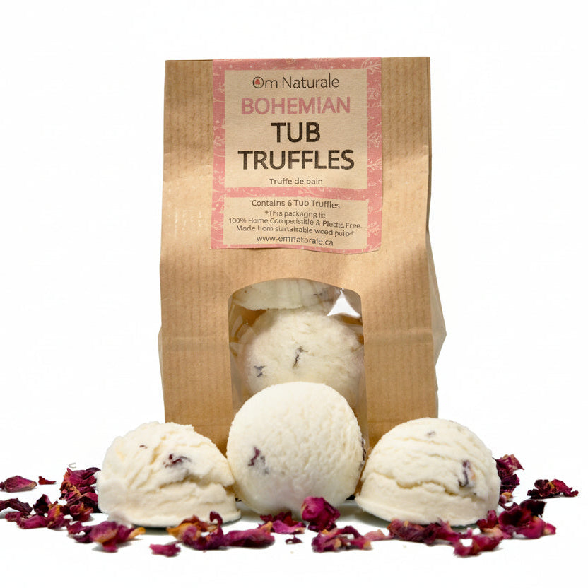 Bohemian tub truffle scented with patchouli, geranium and ylang ylang, artisanal eco-friendly bath melt from North Okanagan artisans