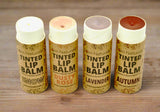 Eco-friendly beeswax tinted lip balms in compostable tubes, Autumn, Dusty Rose, Lavender, Snow, Armstrong, BC
