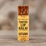 Natural beeswax Autumn tinted lip balm in compostable tube, crafted in Okanagan, BC