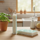 Side profile showing the thickness of the reusable natural cellulose Eco Cleaning Sponge.
