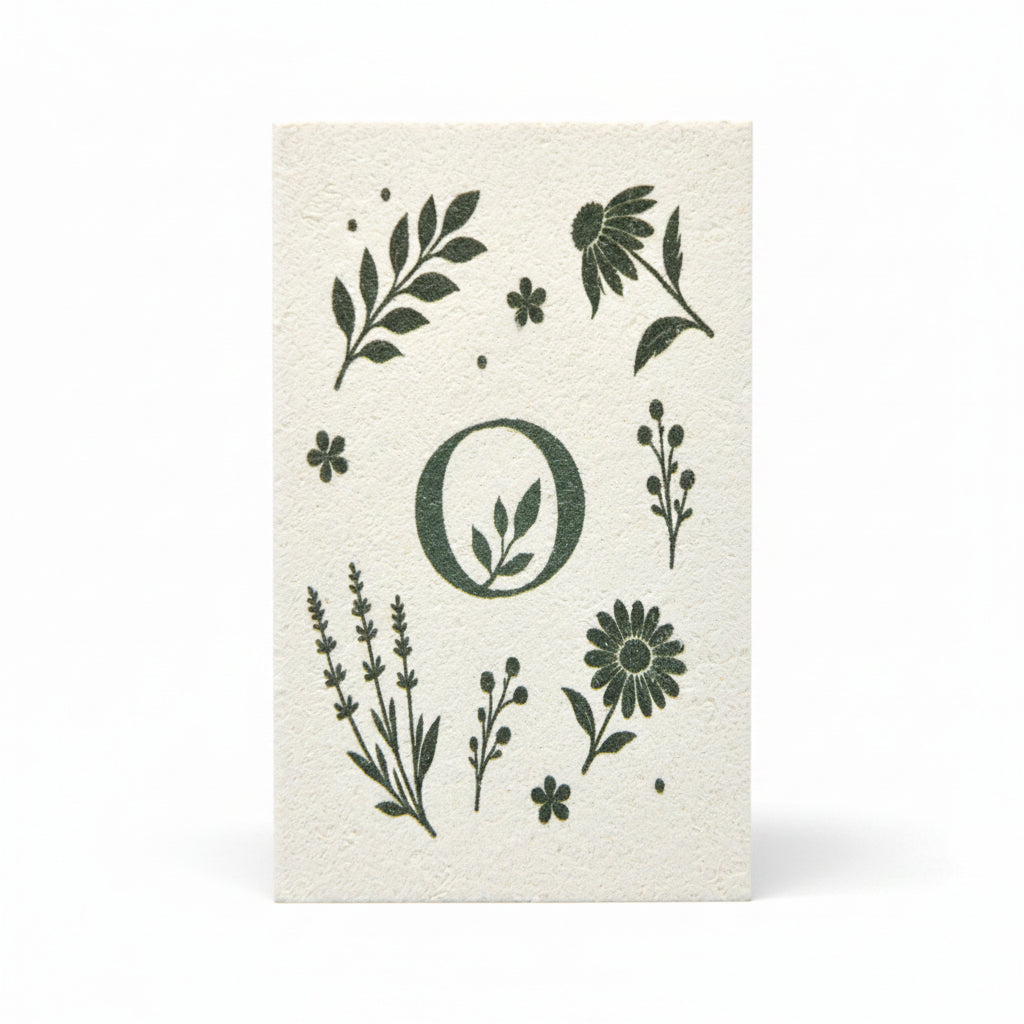 Om Naturale Eco Cleaning Sponge made from natural wood pulp cellulose, a reusable compostable alternative to synthetic kitchen sponges.