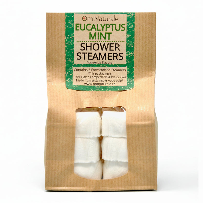 Eucalyptus Mint shower steamer – refreshing and opening menthol eucalyptus mint essential oils, natural mini tablet by Om Naturale.