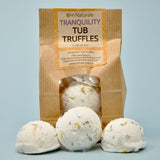 Lavender litsea cubeba tub truffle dissolving in tub for relaxing soak, natural moisturizing bath product from Okanagan Valley.