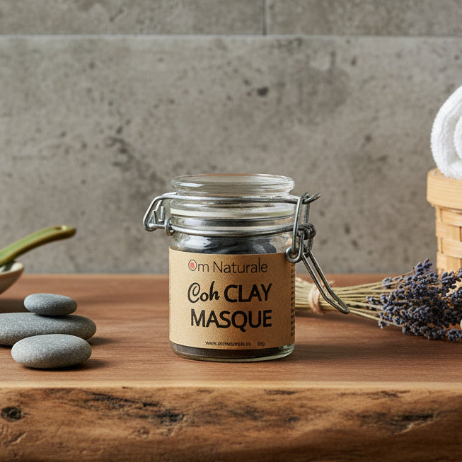 COH Clay Masque by Om Naturale made with mineral river clay from the Okanagan, BC, plant-based clay face mask to detoxify and re-mineralize skin