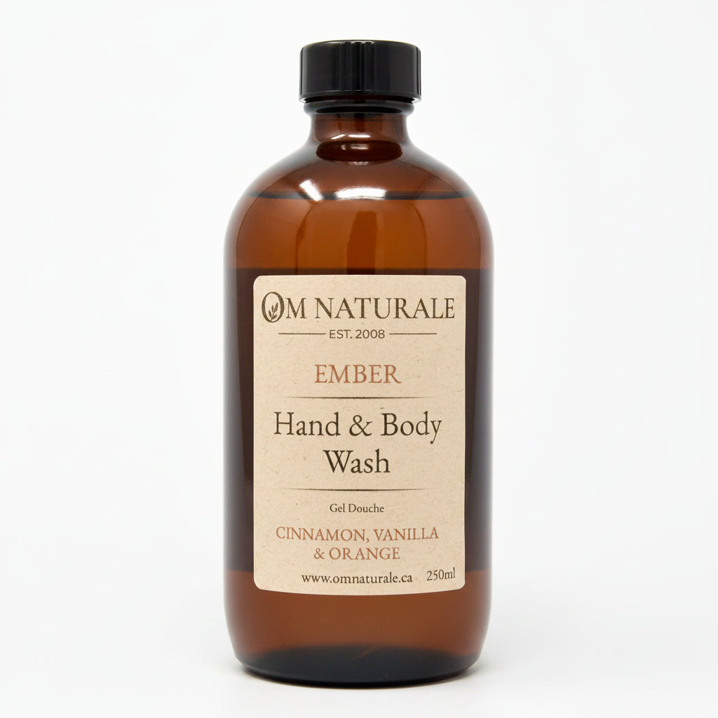 Om Naturale Ember Hand & Body Wash with orange, vanilla and cinnamon.