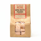 Om Naturale Rose Mini Fizzies, natural plant-based bath fizzies with rose essential oil and dried botanicals for soothing, fragrant bath experience