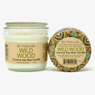Om Naturale Wild Wood coconut wax candle with cedarwood, fir and pine essential oils, natural plant-based candle for woodsy home fragrance and clean burning aroma