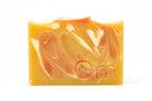 Orange You Glad Farmcrafted Soap by Om Naturale – organic palm oil free bar loaded with orange and tangerine essential oils for fresh citrus scent, bright uplifting natural soap handmade in BC Canada, approximately 120g.