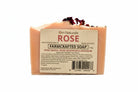 Natural Rose Farmcrafted Soap – luxurious floral bar with rose geranium essential oils, rosewater infusion, pink clay, and real rose petals, eco-friendly from Om Naturale Armstrong BC.
