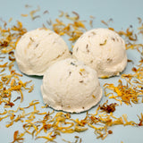 Tranquility tub truffle with lavender and litsea cubeba essential oils, handmade eco-friendly bath fizzy from Om Naturale Armstrong BC.