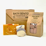 Om Naturale gift bento box with soap, cloth, bath salt, handcrafted in Armstrong BC for Okanagan gifts